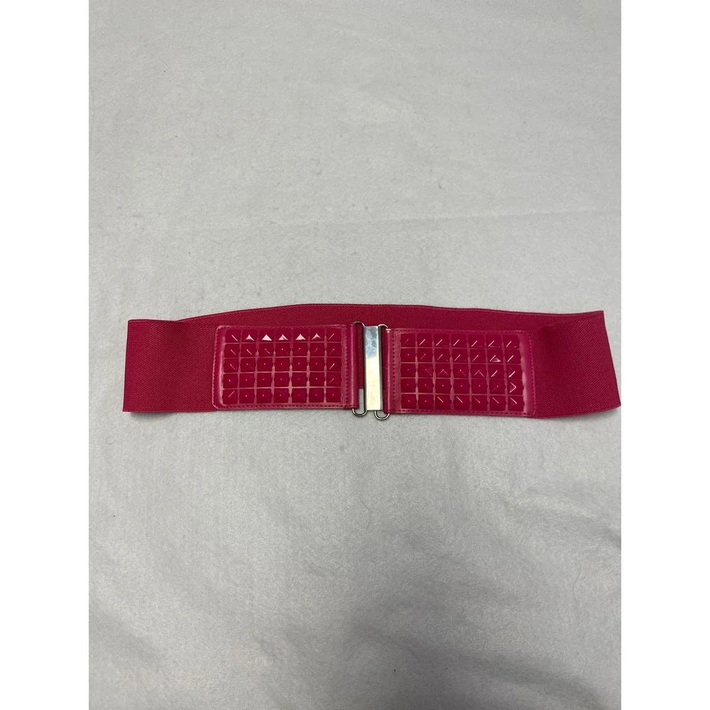 Hot Pink Studded Y2K‎ Elastic Wide Belt Women's Fashion Accessory